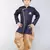 ANAN  Blue Plain Blended Cotton Kids Sherwani & Dhoti