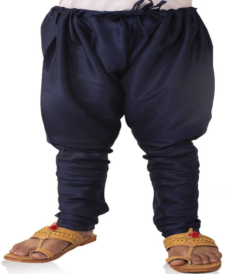 ANAN  Boys' Blue Cotton Silk Kurta & Pyjama Plain Set