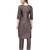 Mohvogue Women's Brown Silk Blend Kurta With Pant.