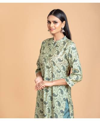 Cream printed cotton kurta-sets 2
