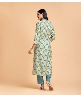 Cream printed cotton kurta-sets 4