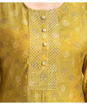 Mustard printed cotton kurta-sets 3