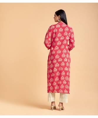 Pink printed cotton kurta-sets 4