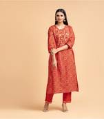 Coral printed cotton kurta-sets