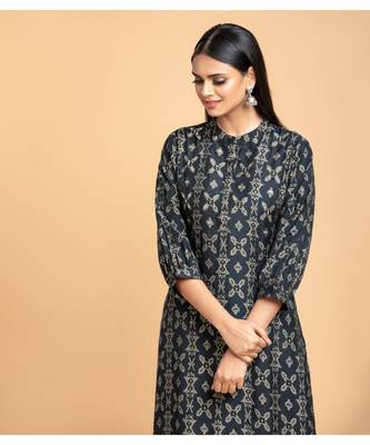 Grey printed cotton kurta-sets 2