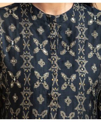 Grey printed cotton kurta-sets 3