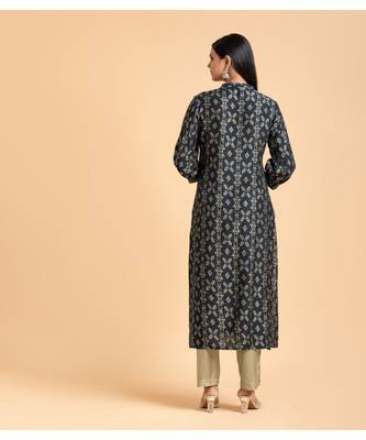 Grey printed cotton kurta-sets 4