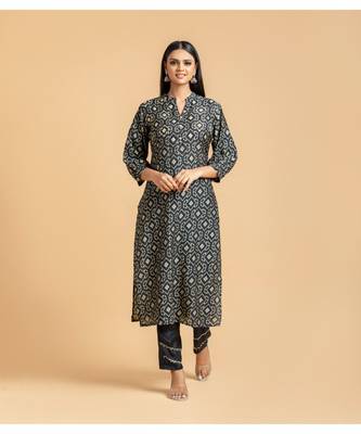Black printed cotton kurta-sets 1