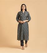 Black printed cotton kurta-sets