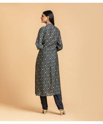 Black printed cotton kurta-sets 4