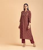 Orange printed cotton kurta-sets