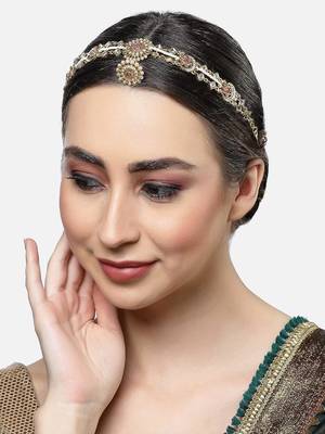 Embellished Rajputi Rajasthani Borla sheeshphool Matha Patti for Women/Girls 1