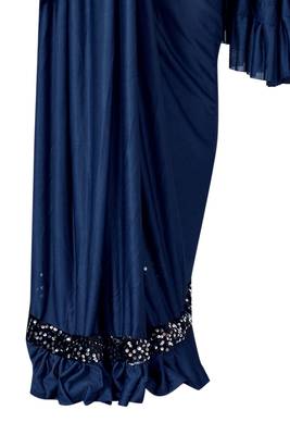 Women Navy Blue  Lycra Blend Sequence  lace Saree 4