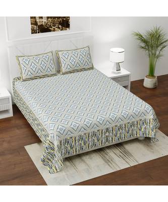Ridan Cotton Printed Multicolour King  Size Double Bed Sheet 1