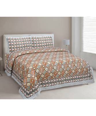 Ridan Cotton Printed Multicolour King  Size Double Bed Sheet 1