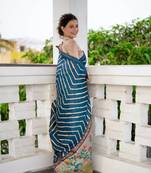 Black woven raw silk saree with blouse