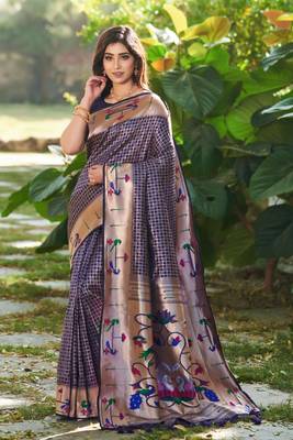 Sea green woven tussar silk saree with blouse 1
