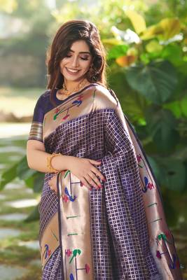 Sea green woven tussar silk saree with blouse 2