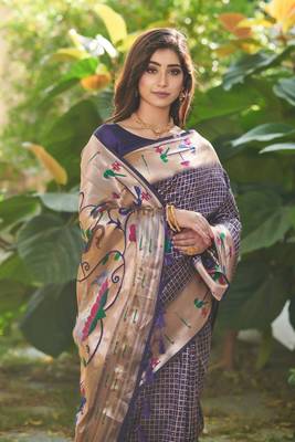 Sea green woven tussar silk saree with blouse 3