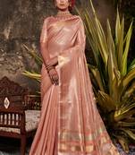 Orange embroidered organza saree with blouse