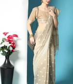 Blue woven tussar silk saree with blouse