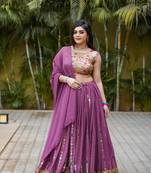 Voolka Super Pink Fox Georgette Fabric With Sequence Embroidery Work Designer Lehenga Choli For Womens