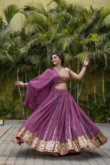 Voolka Super Pink Fox Georgette Fabric With Sequence Embroidery Work Designer Lehenga Choli For Womens