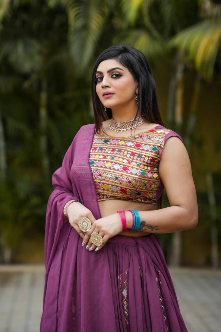 Voolka Super Pink Fox Georgette Fabric With Sequence Embroidery Work Designer Lehenga Choli For Womens