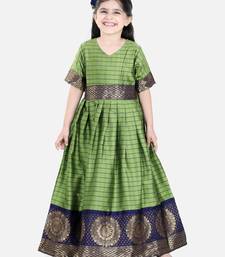 BownBee Silk South Indian Party Gown for Girls- Green