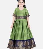 BownBee Silk South Indian Party Gown for Girls- Green