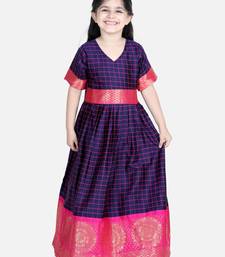 BownBee Silk South Indian Party Gown for Girls- Blue