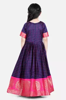 BownBee Silk South Indian Party Gown for Girls- Blue