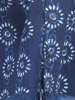 BownBee Printed Half Sleeve Pure Cotton Shirt for Boys- Indigo 2