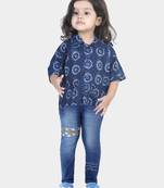 BownBee Printed Half Sleeve Pure Cotton Shirt for Boys- Indigo