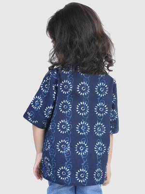 BownBee Printed Half Sleeve Pure Cotton Shirt for Boys- Indigo 4