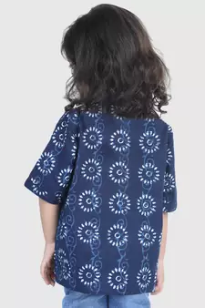 BownBee Printed Half Sleeve Pure Cotton Shirt for Boys- Indigo