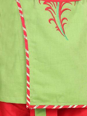 BownBee Cotton Embroidery Kanhaiya Dhoti Kurta for Boys-Green 2