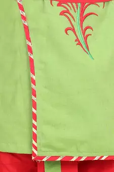BownBee Cotton Embroidery Kanhaiya Dhoti Kurta for Boys-Green
