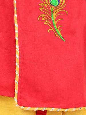 BownBee Cotton Embroidery  Dhoti Kurta for Boys-Red 2