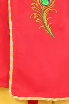 BownBee Cotton Embroidery  Dhoti Kurta for Boys-Red