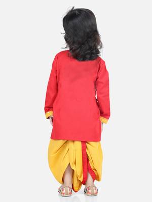 BownBee Cotton Embroidery  Dhoti Kurta for Boys-Red 4