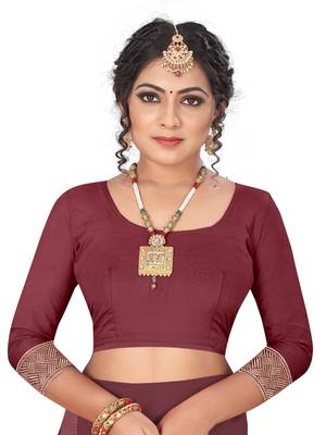 Maroon woven banarasi silk saree with blouse 3