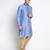 DEVOILER Men's Embriodered Steel Blue Silk Kurta
