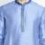 DEVOILER Men's Embriodered Steel Blue Silk Kurta