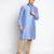 DEVOILER Men's Embriodered Steel Blue Silk Kurta