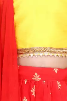 BownBee Chiffon Brocade Lehenga choli for Girls-Yellow