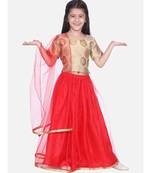 BownBee Jacquard Top with Net Lehenga-White