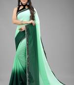Green Printed Georgette Saree With Blouse