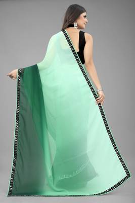 Green Printed Georgette Saree With Blouse 3