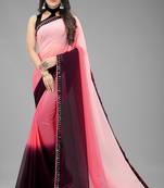 Pink Printed Georgette Saree With Blouse